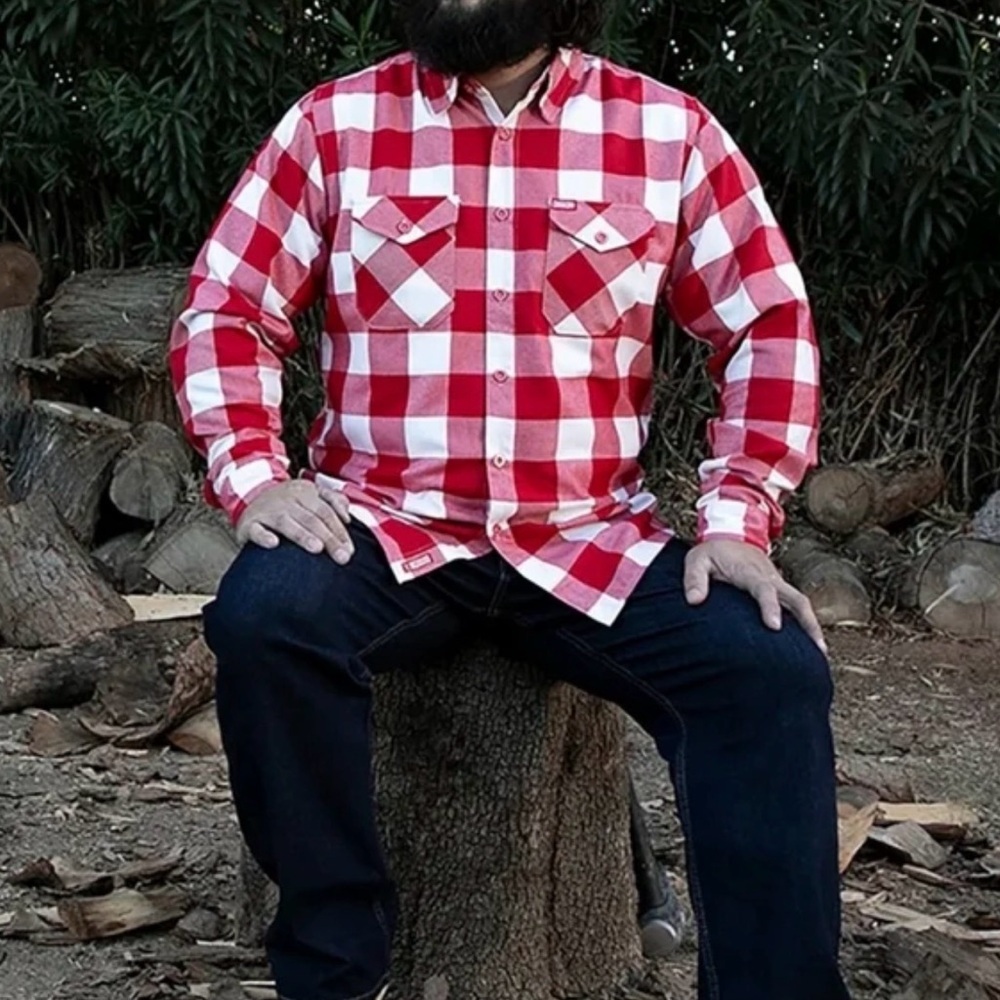 Dixxon Flannel Co The Otto Flannel Shirt Red White Plaid, size XL